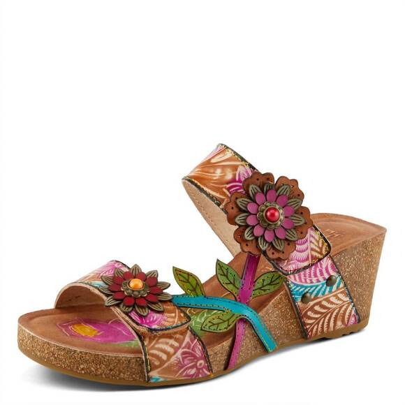 L'ARTISTE Shoes - NEW L'ARTISTE women's moai adjustable straps wedge sandals in tan multi
